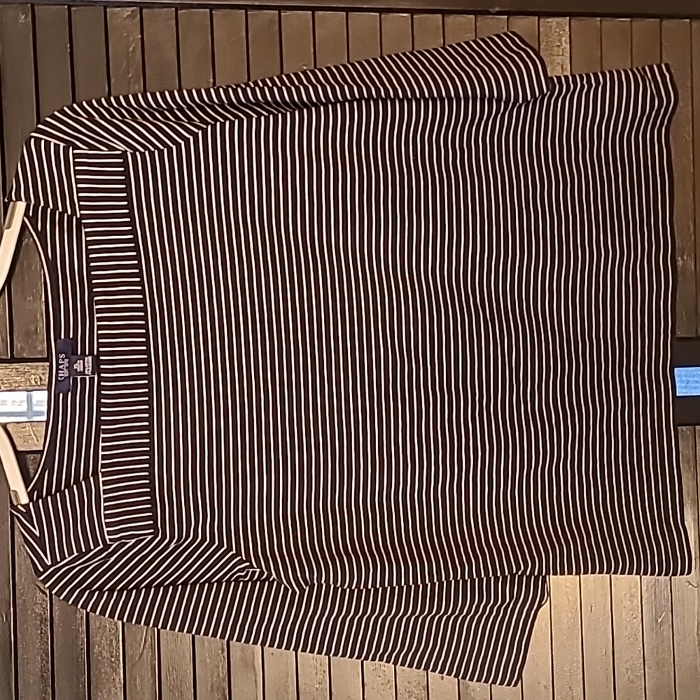 Women's CHAPS Shirt; Navy Blue w/ White Stripes